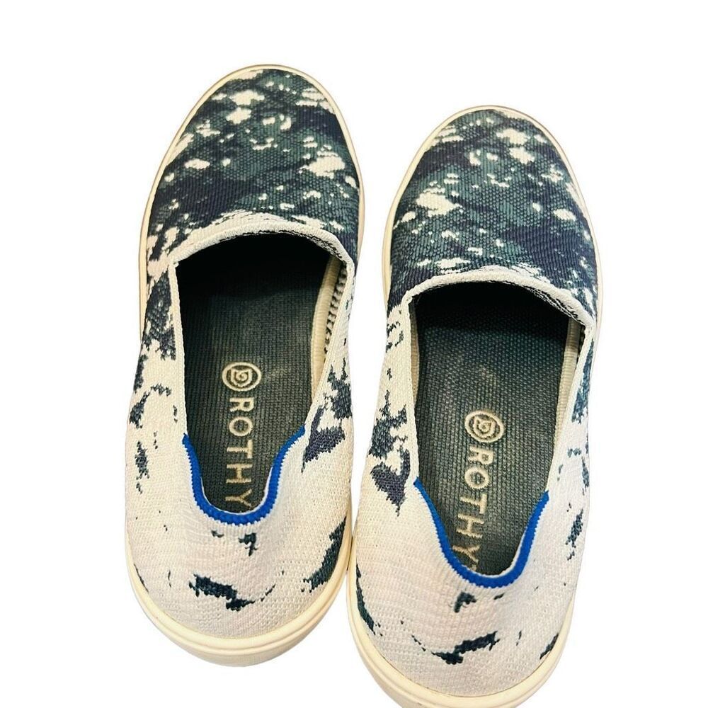 Rothys Blue and White Slip-On Sneakers - Picture 10 of 11